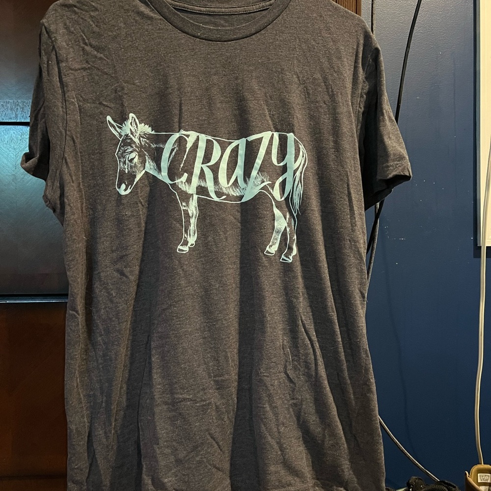 Gray Graphic T-Shirt with Donkey Print